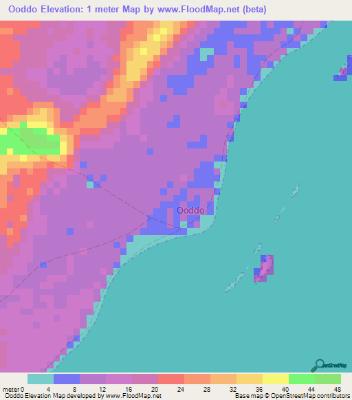 Ooddo,Somalia Elevation Map