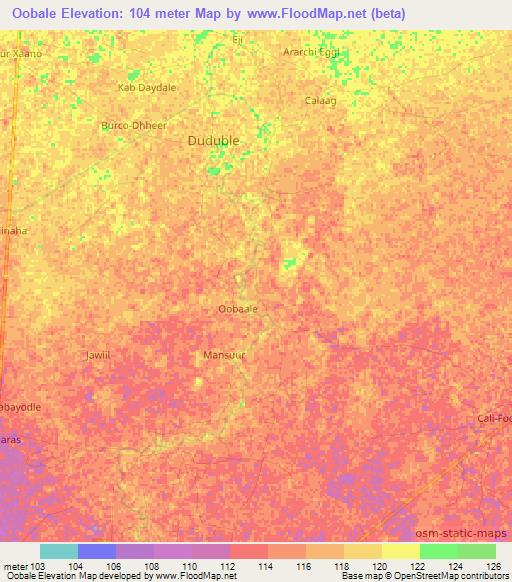 Oobale,Somalia Elevation Map