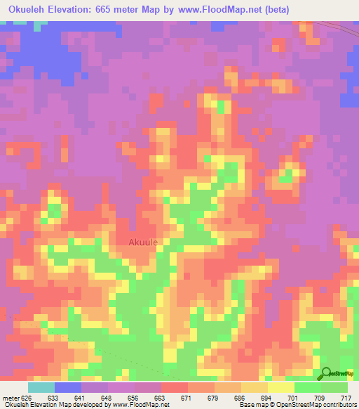 Okueleh,Somalia Elevation Map