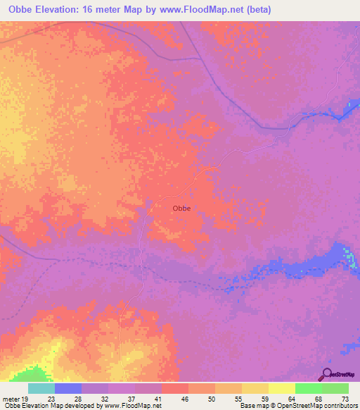 Obbe,Somalia Elevation Map