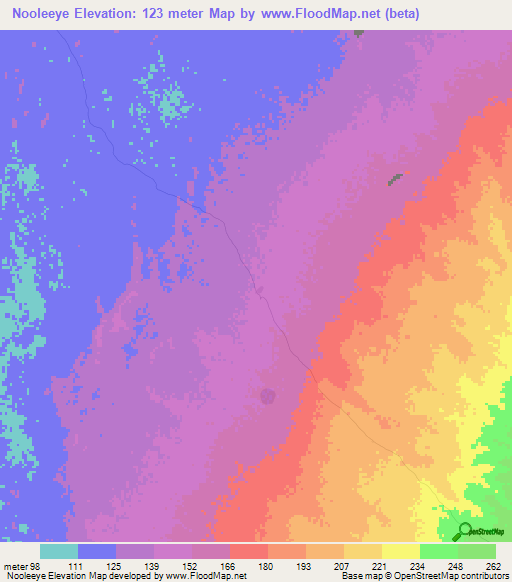 Nooleeye,Somalia Elevation Map