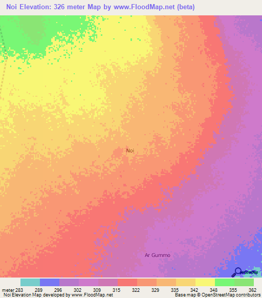 Noi,Somalia Elevation Map