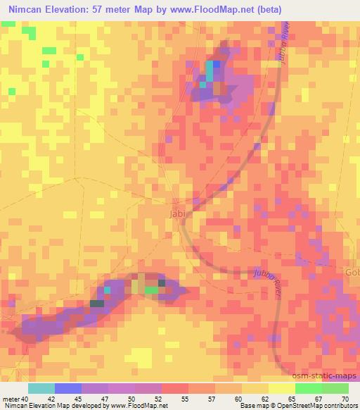 Nimcan,Somalia Elevation Map