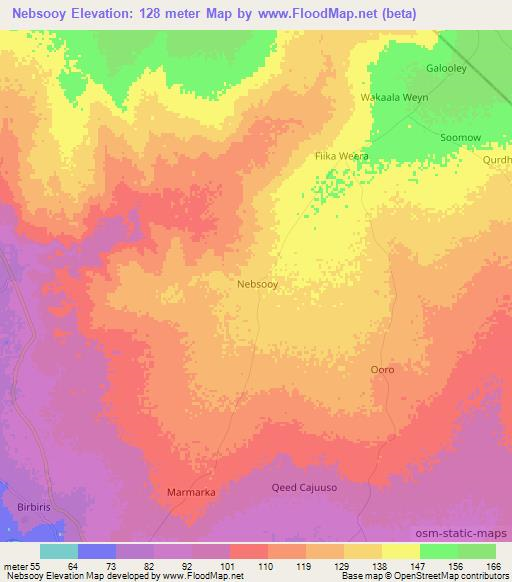 Nebsooy,Somalia Elevation Map