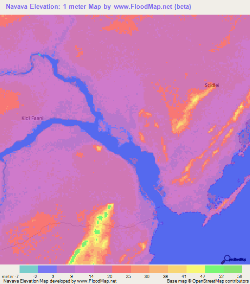 Navava,Somalia Elevation Map