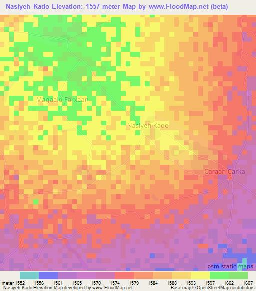 Nasiyeh Kado,Somalia Elevation Map