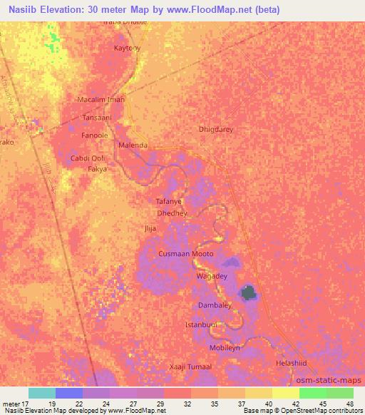 Nasiib,Somalia Elevation Map