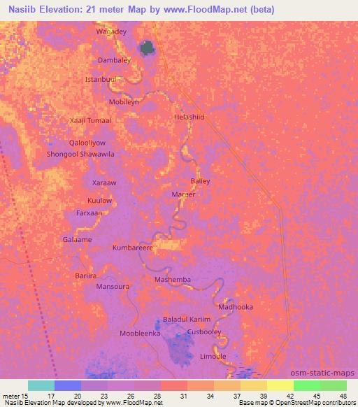 Nasiib,Somalia Elevation Map