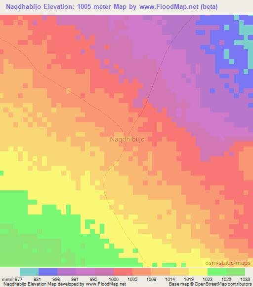 Naqdhabijo,Somalia Elevation Map