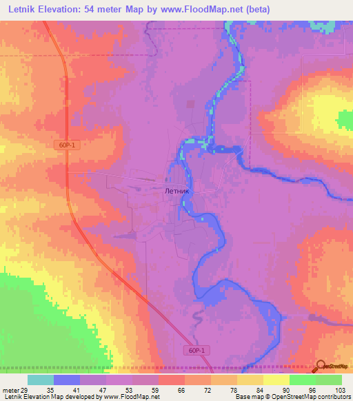 Letnik,Russia Elevation Map