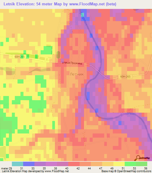 Letnik,Russia Elevation Map
