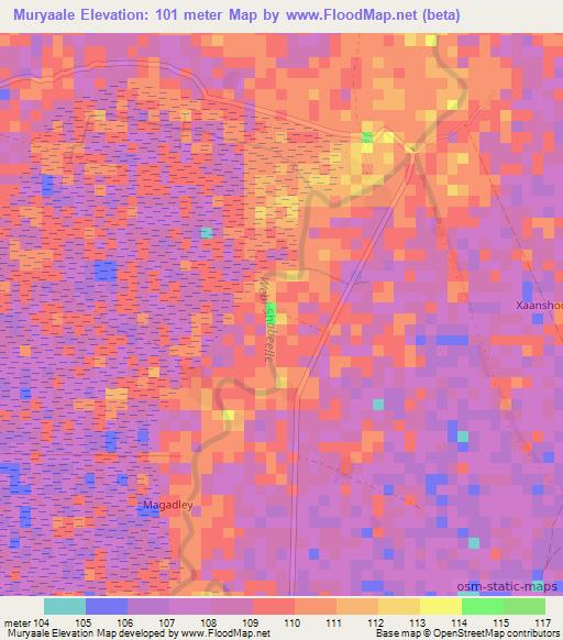 Muryaale,Somalia Elevation Map