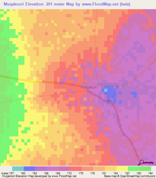 Muqakoori,Somalia Elevation Map