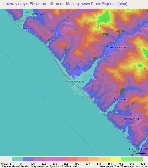 Lazarevskoye,Russia Elevation Map