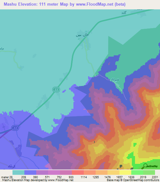 Mashu,Iran Elevation Map