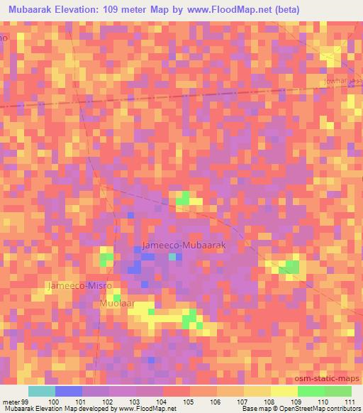 Mubaarak,Somalia Elevation Map