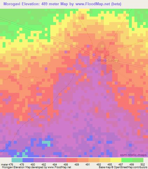 Morogavi,Somalia Elevation Map