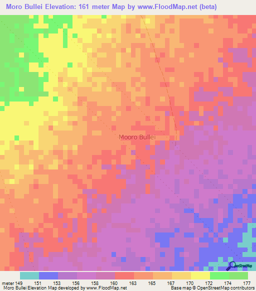 Moro Bullei,Somalia Elevation Map