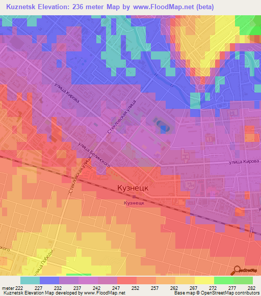 Kuznetsk,Russia Elevation Map