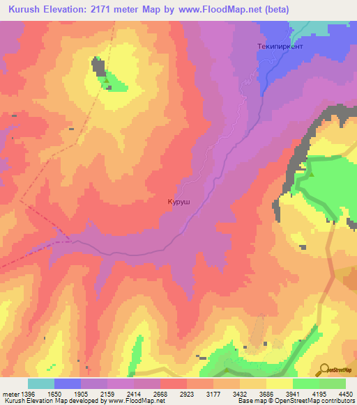 Kurush,Russia Elevation Map