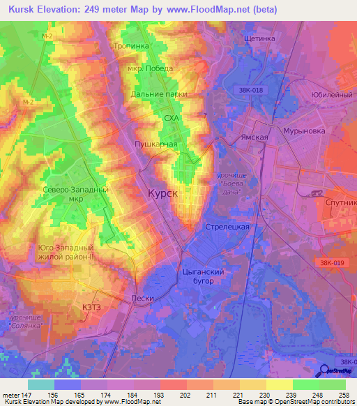 Kursk,Russia Elevation Map