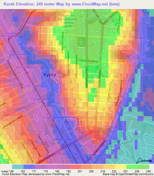 Kursk,Russia Elevation Map