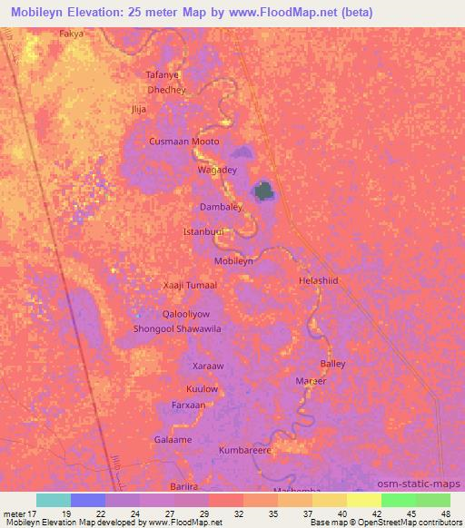 Mobileyn,Somalia Elevation Map
