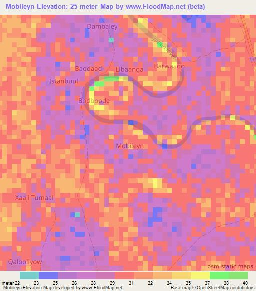Mobileyn,Somalia Elevation Map