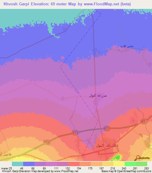 Khvosh Garpi,Iran Elevation Map