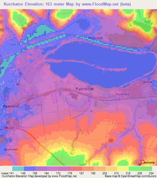 Kurchatov,Russia Elevation Map