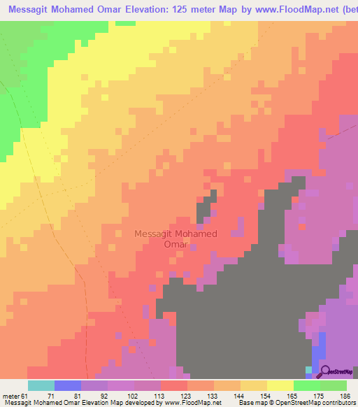 Messagit Mohamed Omar,Somalia Elevation Map