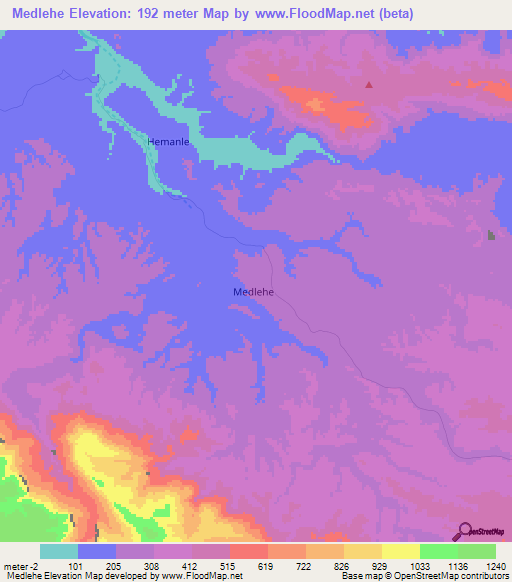 Medlehe,Somalia Elevation Map