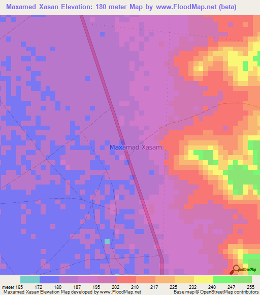 Maxamed Xasan,Somalia Elevation Map