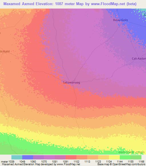 Maxamed Axmed,Somalia Elevation Map