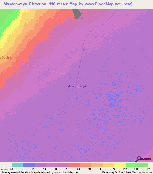 Masagaweyn,Somalia Elevation Map