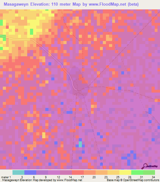 Masagaweyn,Somalia Elevation Map