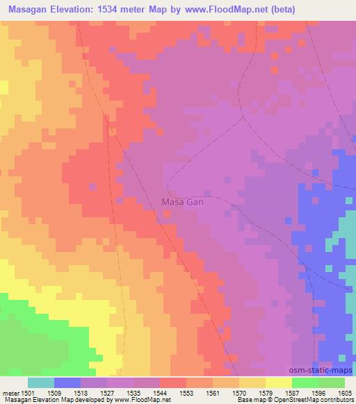 Masagan,Somalia Elevation Map