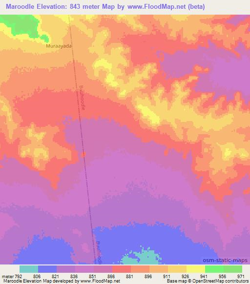 Maroodle,Somalia Elevation Map