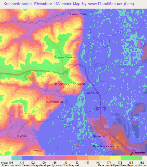 Krasnoslobodsk,Russia Elevation Map