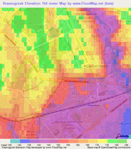 Krasnogorsk,Russia Elevation Map