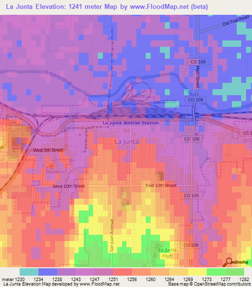 La Junta,US Elevation Map