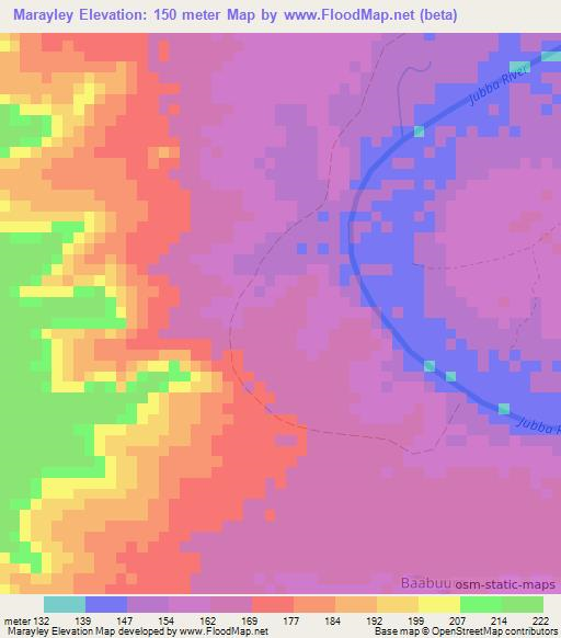 Marayley,Somalia Elevation Map