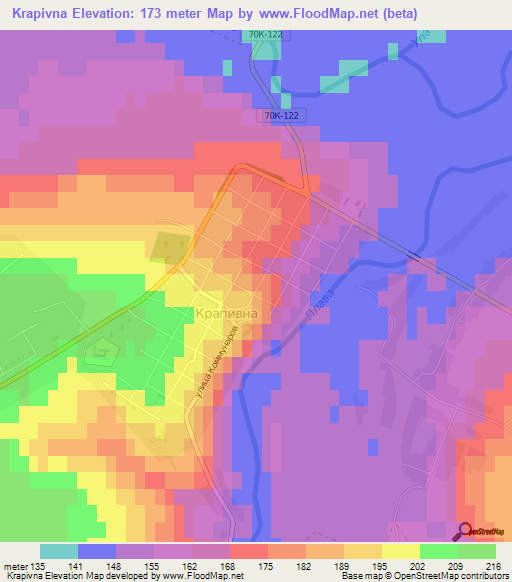 Krapivna,Russia Elevation Map
