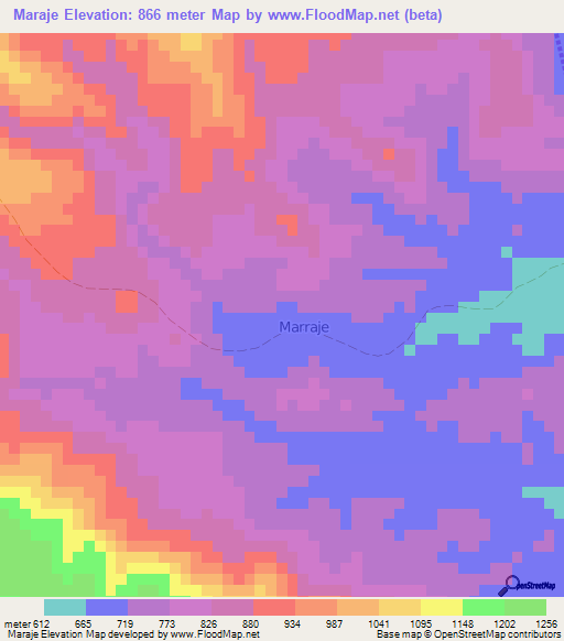 Maraje,Somalia Elevation Map