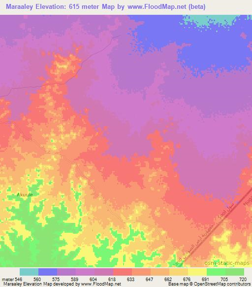 Maraaley,Somalia Elevation Map