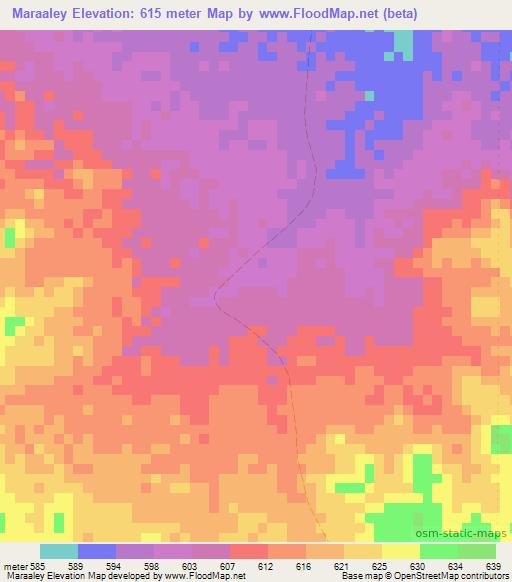 Maraaley,Somalia Elevation Map
