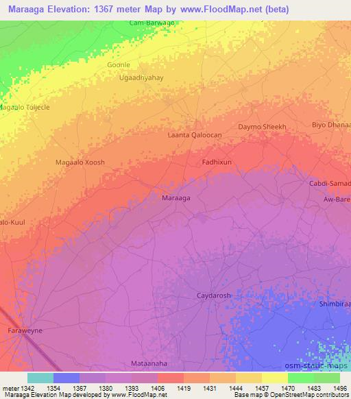 Maraaga,Somalia Elevation Map