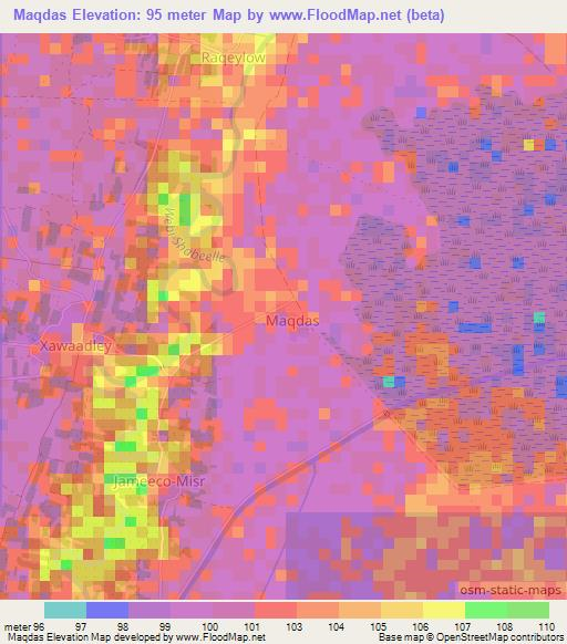Maqdas,Somalia Elevation Map