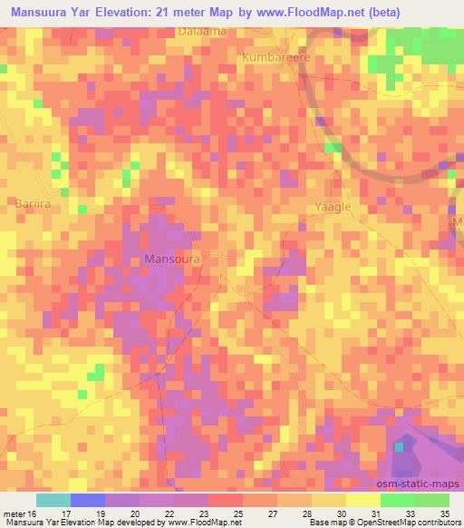Mansuura Yar,Somalia Elevation Map