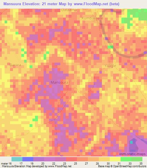 Mansuura,Somalia Elevation Map
